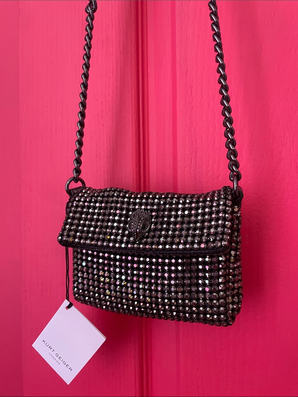 KURT GEIGER MINI PARTY CROSSBODY - GUNMETAL